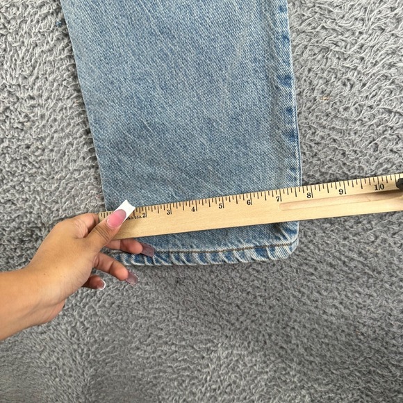 Zara Jeans Womens Size 4 Blue Light Wash Cotton 90's Full Length Split Hem - Picture 9 of 11